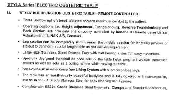 Galaxy India Electric Obstetric Table 